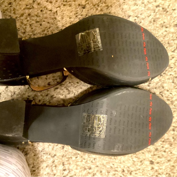 Miz Mooz, black Mary Jane heels with gold detailing, size 8.5 - Picture 4 of 4